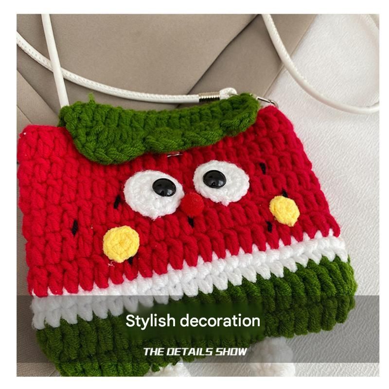 Peaches Knitted Crossbody Bag - Handmade Crochet Mini Purse with Adjustable Strap, Cute Cartoon Fruit Design, Lightweight 110g, Phone and Essentials Organizer for Women and Girls Kemu |Fashion Home Kitchen Beauty