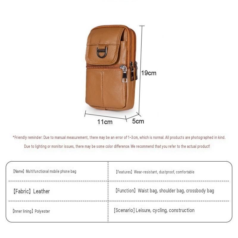 Yellow Leather Belt Phone Pouch - Multi-Pocket Waist Bag with Shoulder Strap, Durable Zipper Closure for Work, Cycling & Daily Carry Kemu |Fashion Home Kitchen Beauty