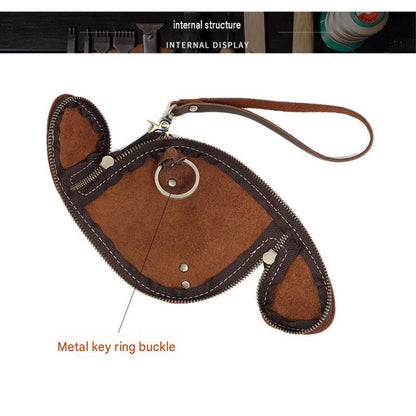2pcs Retro Genuine Leather Key Pouch（Coffee-colored） -  12.5cm x 5cm - Dual Zipper, Wrist Strap, Belt Loop, Car and Home Key Organizer Kemu |Fashion Home Kitchen Beauty