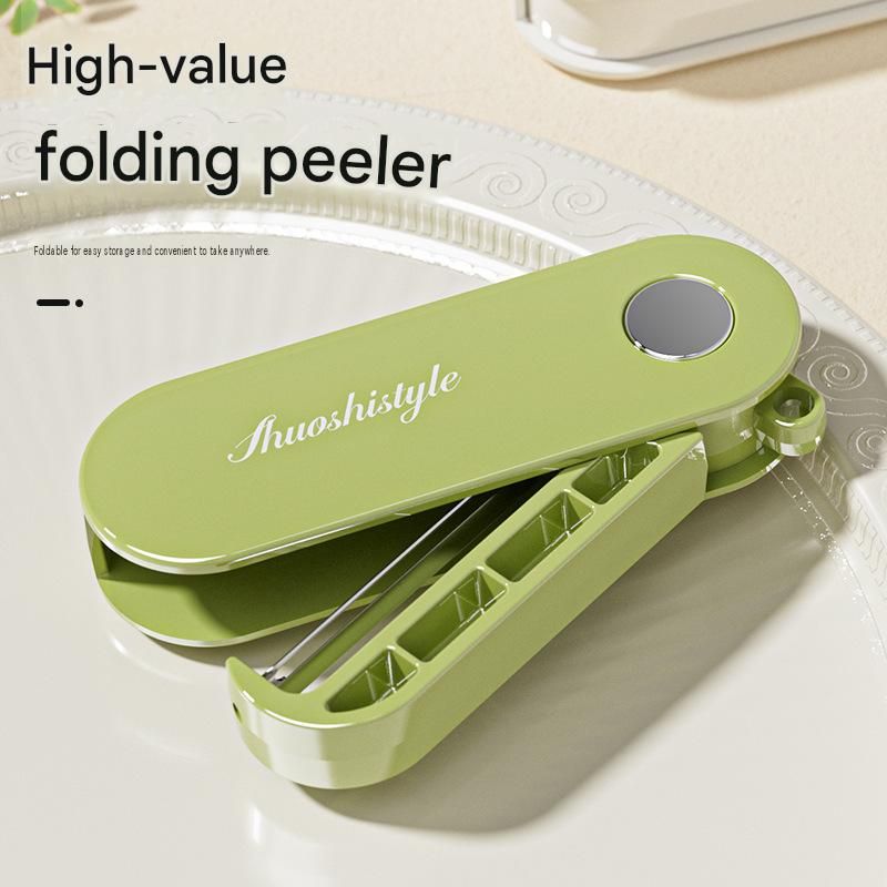 Home Fruit & Vegetable Peeling and Slicing Prep Set-Yellow Folding Peeler and Red Fruit Slicer - Portable Stainless Steel Kitchen Tools for Camping, Home Use, and Travel Kemu |Fashion Home Kitchen Beauty