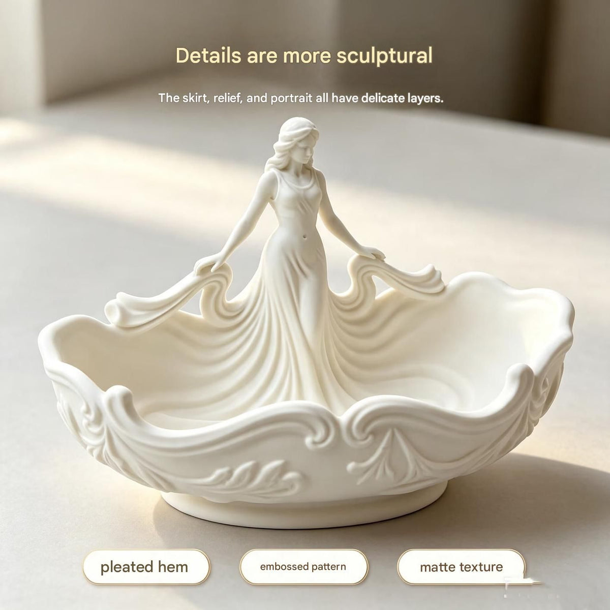 White 15*7.5*9.3cm Elegant Lady Dress Shaped Jewelry Tray - Creative Storage Organizer for Rings Necklaces Earrings, Decorative Vanity Tabletop Display Bowl for Bedroom Dresser Entryway Kemu |Fashion Home Kitchen Beauty