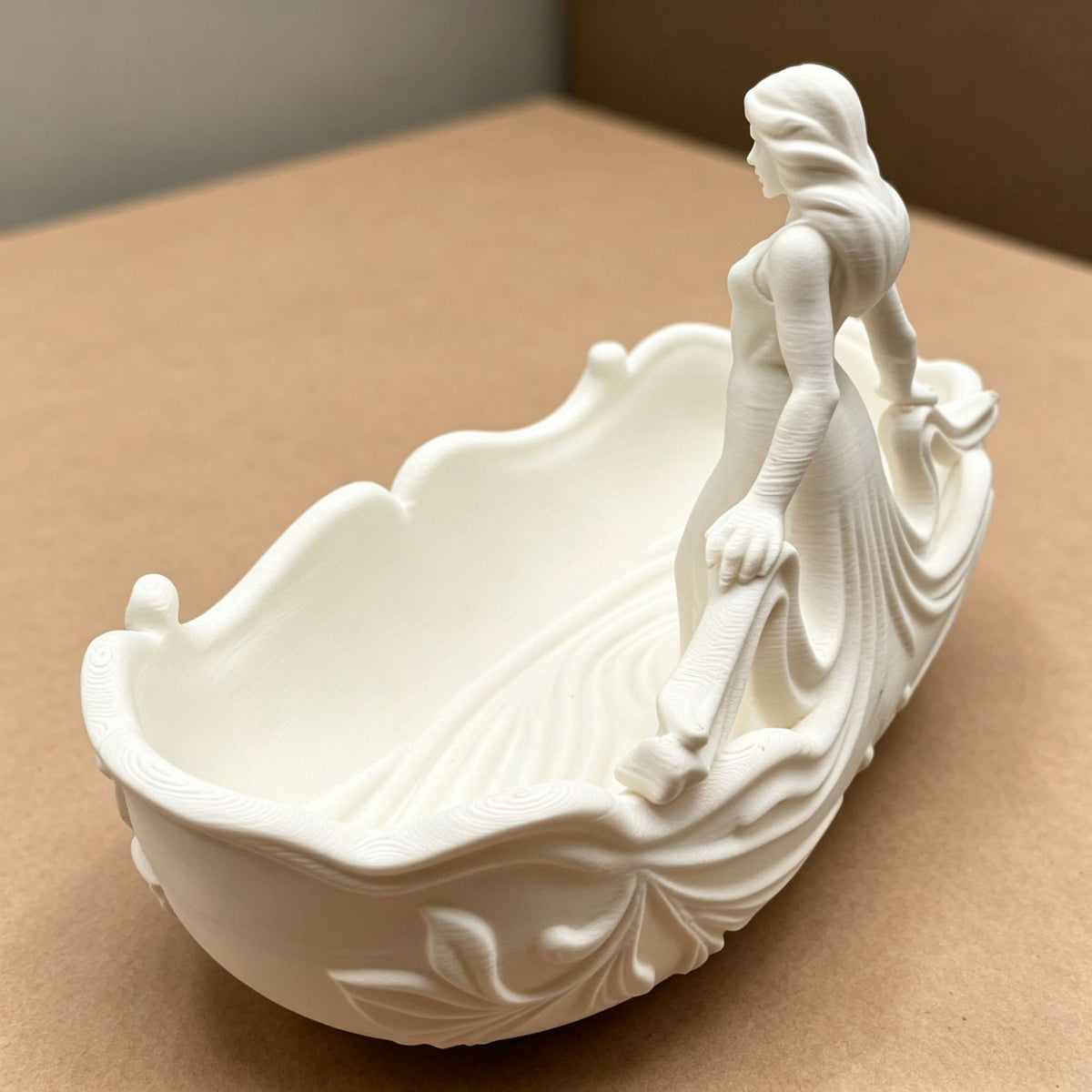 White 15*7.5*9.3cm Elegant Lady Dress Shaped Jewelry Tray - Creative Storage Organizer for Rings Necklaces Earrings, Decorative Vanity Tabletop Display Bowl for Bedroom Dresser Entryway Kemu |Fashion Home Kitchen Beauty