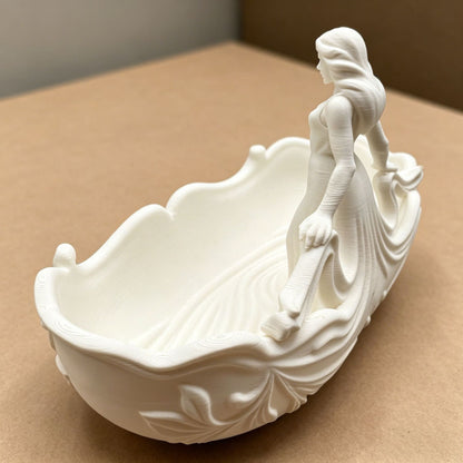 White 15*7.5*9.3cm Elegant Lady Dress Shaped Jewelry Tray - Creative Storage Organizer for Rings Necklaces Earrings, Decorative Vanity Tabletop Display Bowl for Bedroom Dresser Entryway Kemu |Fashion Home Kitchen Beauty