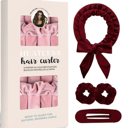 Velvet Heatless Hair Curlers Set, Overnight No-Heat Curling Ribbon with Scrunchies & Hair Clip - Red Kemu |Fashion Home Kitchen Beauty