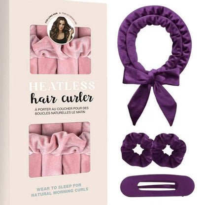 Velvet Heatless Hair Curlers Set, Overnight No-Heat Curling Ribbon with Scrunchies & Hair Clip - Purple Kemu |Fashion Home Kitchen Beauty