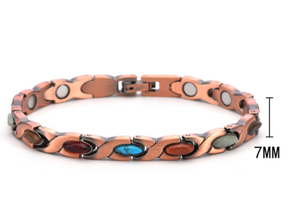 Vintage Copper Tone Magnetic Bracelet Unisex Fish Link Chain with Colourful Stones 19.5cm Bangle for Men and Women Jewellery Gift Kemu |Fashion Home Kitchen Beauty