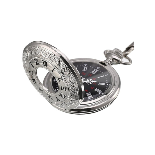 Vintage Silver Pocket Watch for Men – Quartz with Detachable Chain, 4.6cm Kemu |Fashion Home Kitchen Beauty