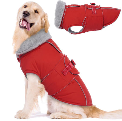Warm Dog Coat Waterproof Dog Jacket Reflective Vest with Adjustable Buckle Hook & Loop, Windproof Winter Jacket Dogs Coats for Small Medium Large Dogs, Red,L Kemu |Fashion Home Kitchen Beauty