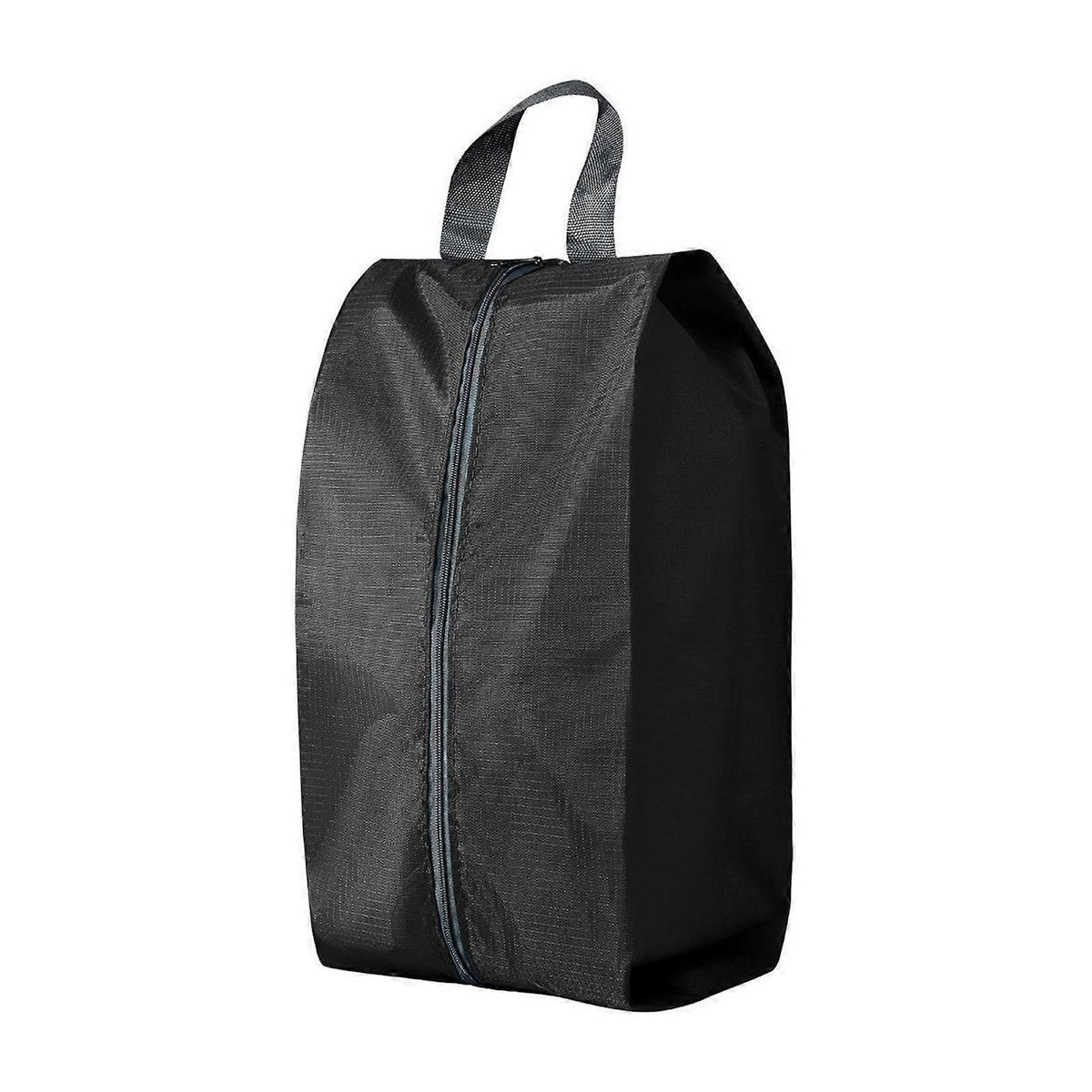 A black zippered travel or laundry bag with a top carry handle, shown on a plain white background.