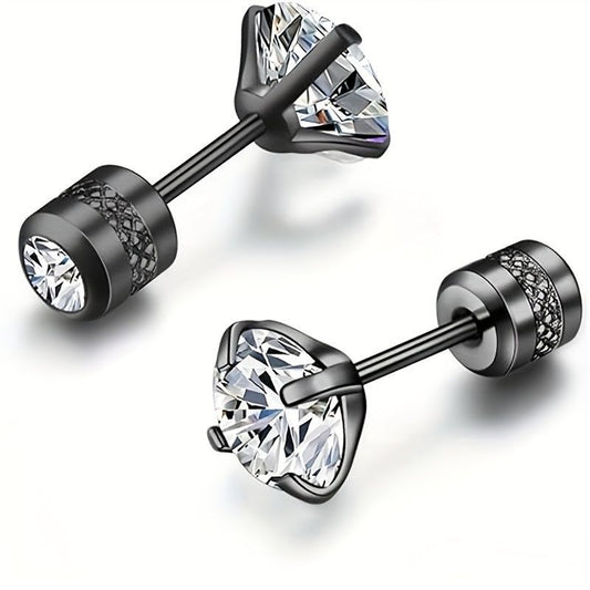 White Synthetic Diamond Earrings Embossed Floral Pattern Stud Earrings - Black - Size 01 Kemu |Fashion Home Kitchen Beauty