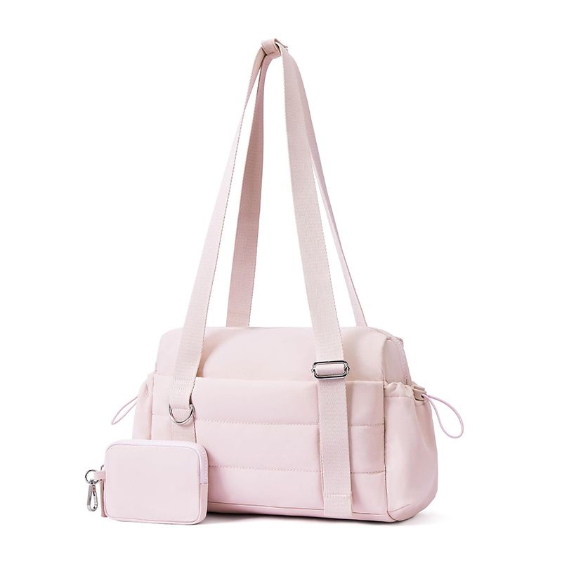 Pink Women’s Fluffy Nylon Gym Travel Tote Bag and Coin Purse Set - Side Drawstring Cup Holder, Front / Back Zipper Pockets and Wet & Dry Separation, Large Capacity and Lightweight 11.7 x 4.2 x 8" Kemu |Fashion Home Kitchen Beauty