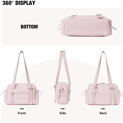Pink Women’s Fluffy Nylon Gym Travel Tote Bag and Coin Purse Set - Side Drawstring Cup Holder, Front / Back Zipper Pockets and Wet & Dry Separation, Large Capacity and Lightweight 11.7 x 4.2 x 8" Kemu |Fashion Home Kitchen Beauty