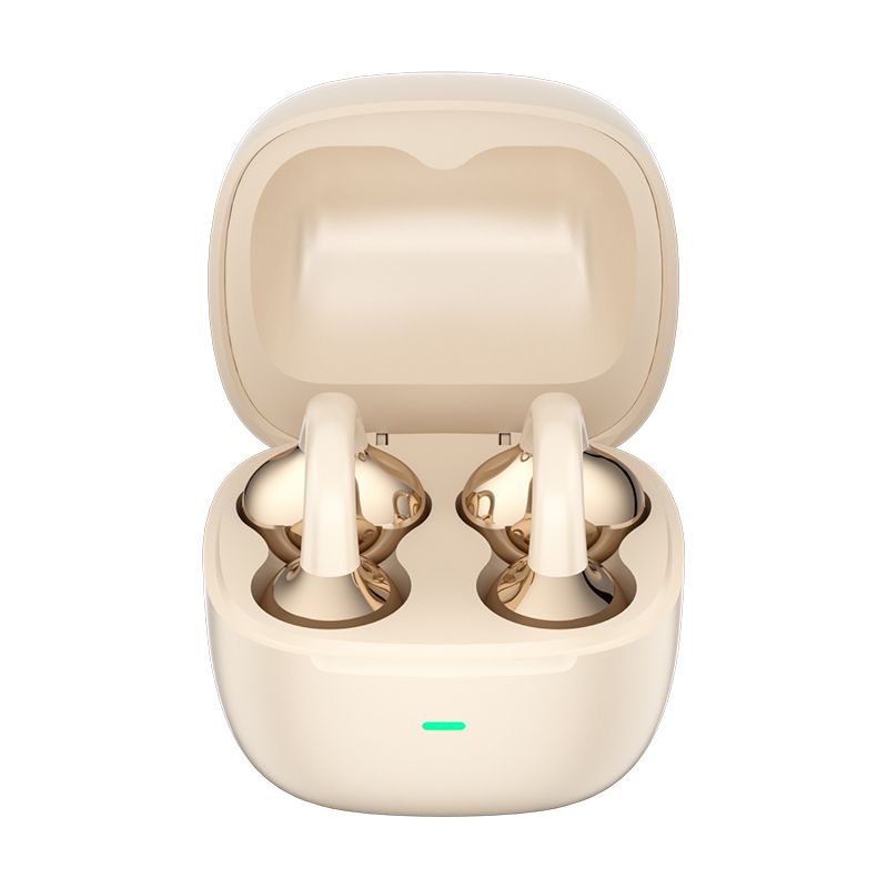 Y63 Zero Pressure Open Ear Wireless Earbuds Bluetooth 6.0 Heavy Bass Headphones，Cream Skin - Kemu |Fashion Home Kitchen Beauty
