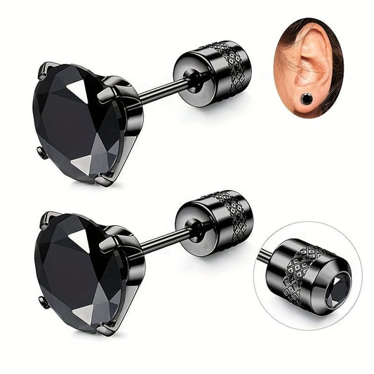 White Synthetic Diamond Earrings Embossed Floral Pattern Stud Earrings - Black - Size 01 Kemu |Fashion Home Kitchen Beauty