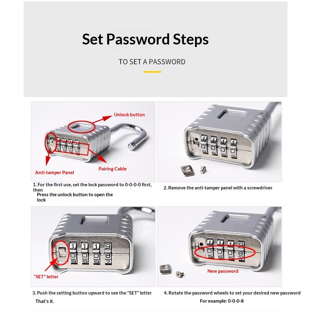 1-piece set of heavy-duty 4-digit password lock, one click unlock, error proof function, waterproof large outdoor padlock, suitable for school gym storage cabinets, fences, doors, storage units (silver) Kemu |Fashion Home Kitchen Beauty