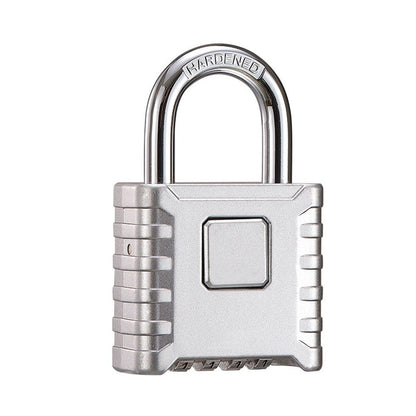 1-piece set of heavy-duty 4-digit password lock, one click unlock, error proof function, waterproof large outdoor padlock, suitable for school gym storage cabinets, fences, doors, storage units (silver) Kemu |Fashion Home Kitchen Beauty