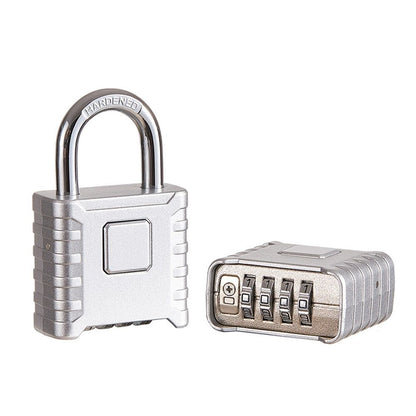 1-piece set of heavy-duty 4-digit password lock, one click unlock, error proof function, waterproof large outdoor padlock, suitable for school gym storage cabinets, fences, doors, storage units (silver) Kemu |Fashion Home Kitchen Beauty