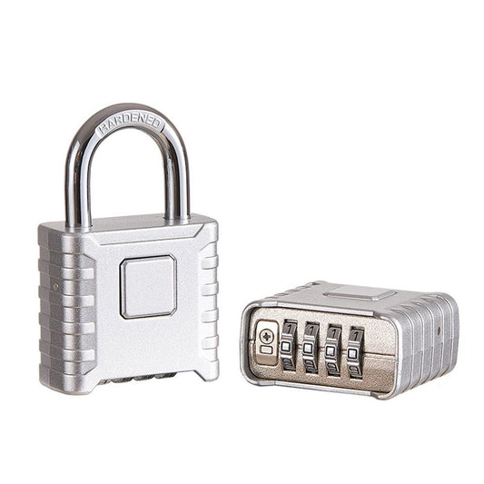 1-piece set of heavy-duty 4-digit password lock, one click unlock, error proof function, waterproof large outdoor padlock, suitable for school gym storage cabinets, fences, doors, storage units (silver) Kemu |Fashion Home Kitchen Beauty