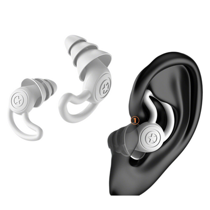 White silicone earplug  on a white background